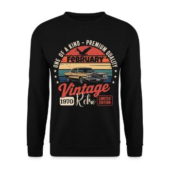 Cadeau Anniversaire Rétro Vintage de Février 1970 - Sweat-shirt Unisexe - noir - Devant - Alina (178cm) & Michal (187cm)