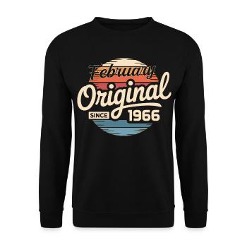 Février 1966 Cadeau d’anniversaire Février 1966 - Sweat-shirt Unisexe - noir - Devant - Alina (178cm) & Michal (187cm)