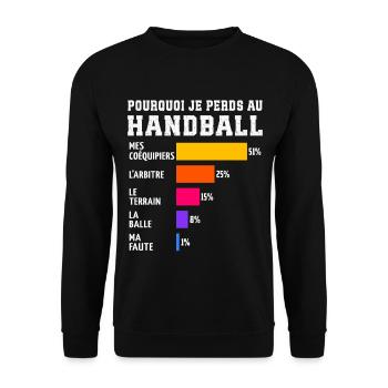 Why I Lose at Handball - Unisex Sweatshirt - black - Front - Alina (178cm) & Michal (187cm)
