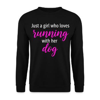 Running Girl Dog - Unisex Pullover - Schwarz - Vorne - Alina (178cm) & Michal (187cm)