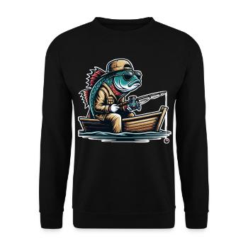 Angeln Angler - Unisex Pullover - Schwarz - Vorne - Alina (178cm) & Michal (187cm)