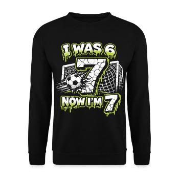 67 Cadeau d’anniversaire de Six Sept Football Boy - Sweat-shirt Unisexe - noir - Devant - Alina (178cm) & Michal (187cm)