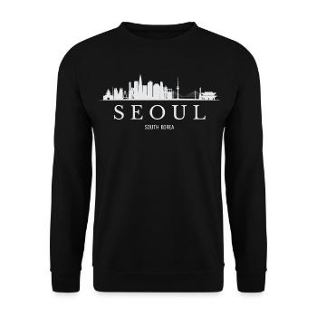 Silhouette de Séoul, Corée du Sud de Séoul - Sweat-shirt Unisexe - noir - Devant - Alina (178cm) & Michal (187cm)