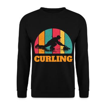 Curling Spieler Wintersport Eisstockschießen - Unisex Pullover - Schwarz - Vorne - Alina (178cm) & Michal (187cm)