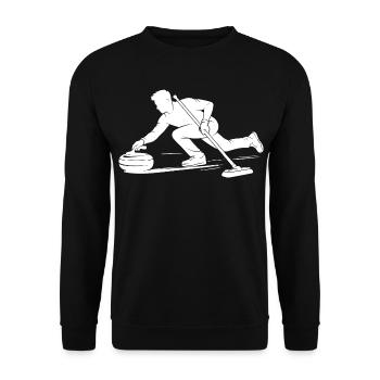 Curling Spieler Wintersport Eisstockschießen - Unisex Pullover - Schwarz - Vorne - Alina (178cm) & Michal (187cm)