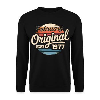 Février 1977 Cadeau d’anniversaire Février 1977 - Sweat-shirt Unisexe - noir - Devant - Alina (178cm) & Michal (187cm)