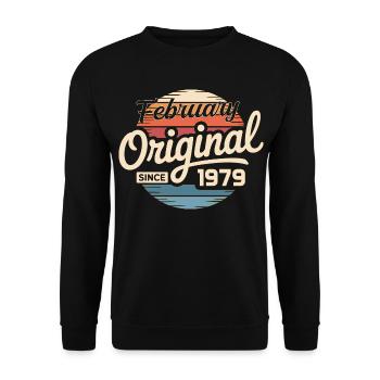 Februar 1979 Geburtstagsgeschenk Februar 1979 - Unisex Pullover - Schwarz - Vorne - Alina (178cm) & Michal (187cm)