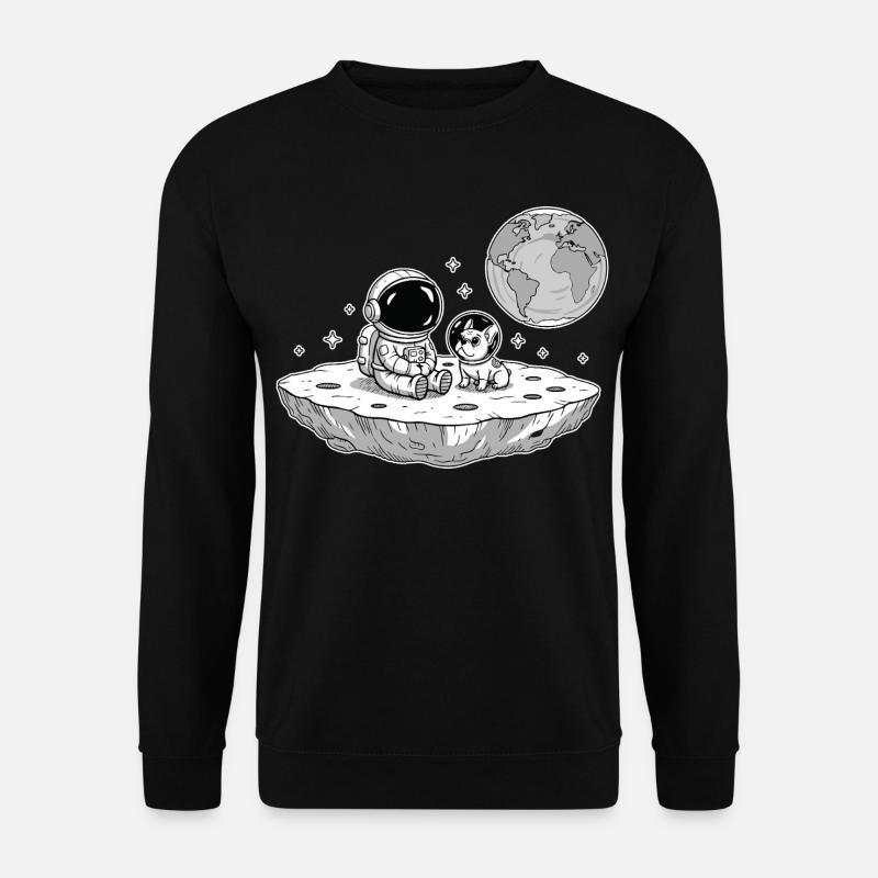 Astronaut Hund Bulldog Space - Unisex Pullover - Schwarz