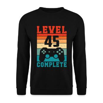 45th Birthday Level 45 Complete 45 Years Gamer - Unisex Sweatshirt - black - Front - Alina (178cm) & Michal (187cm)