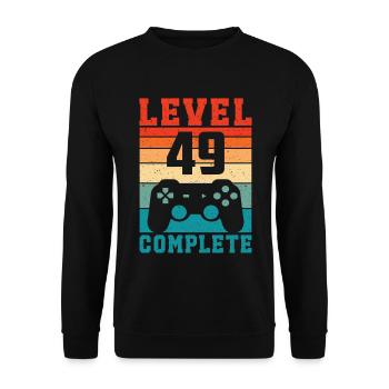 49th Birthday Level 49 Complete 49 Years Gamer - Unisex Sweatshirt - black - Front - Alina (178cm) & Michal (187cm)