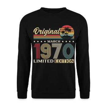 56th Birthday Gift Husband Wife March 1970 - Unisex Sweatshirt - black - Front - Alina (178cm) & Michal (187cm)