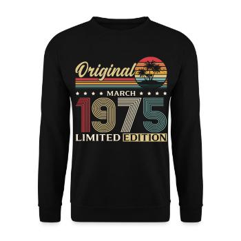 51st Birthday Gift Husband Wife March 1975 - Unisex Sweatshirt - black - Front - Alina (178cm) & Michal (187cm)