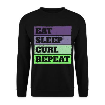 Eat Sleep Curl Repeat Retro Vintage Sport Look - Unisex Sweatshirt - black - Front - Alina (178cm) & Michal (187cm)