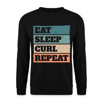 Eat Sleep Curl Repeat Retro Vintage Sport Look - Unisex Sweatshirt - black - Front - Alina (178cm) & Michal (187cm)