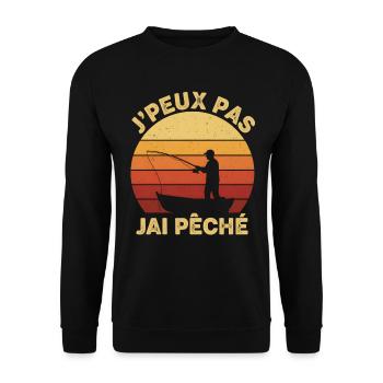 I can't I have Sunset Fishing - Unisex Sweatshirt - black - Front - Alina (178cm) & Michal (187cm)