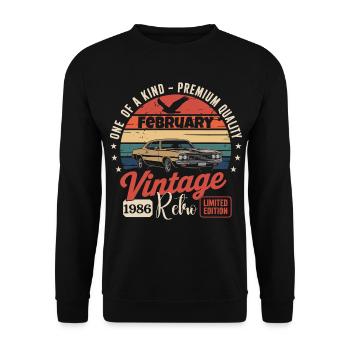 Vintage-Retro-Jubiläumsgeschenk vom Februar 1986 - Unisex Pullover - Schwarz - Vorne - Alina (178cm) & Michal (187cm)