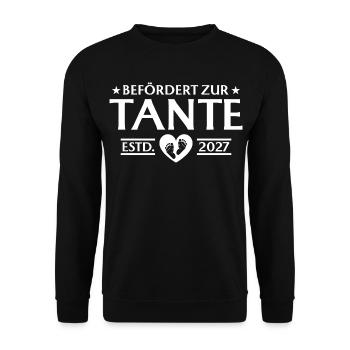 Werdende Tante 2027 - Schwangerschaft Verkündung - Unisex Pullover - Schwarz - Vorne - Alina (178cm) & Michal (187cm)