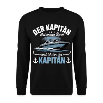 Capitaine de bateau, permis de bateau - Sweat-shirt Unisexe - noir - Devant - Alina (178cm) & Michal (187cm)