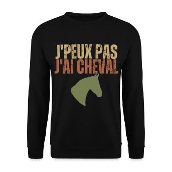 Ich kann nicht, ich habe ein Pferd - Unisex Pullover - Schwarz - Vorne - Alina (178cm) & Michal (187cm)