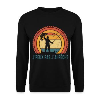 J'ai Pêche Retro Crépuscule - Unisex Pullover - Schwarz - Vorne - Alina (178cm) & Michal (187cm)