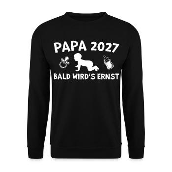 Dad 2027: Funny Pregnancy Announcement - Unisex Sweatshirt - black - Front - Alina (178cm) & Michal (187cm)