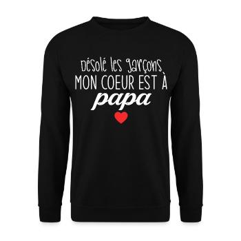 Mon cœur est à papa, désolé les garçons - Sweat-shirt Unisexe - noir - Devant - Alina (178cm) & Michal (187cm)