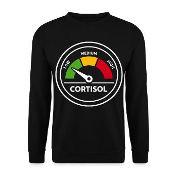 Cortisol Meter Funny Hormones Gift - Unisex Sweatshirt - black - Front - Alina (178cm) & Michal (187cm)
