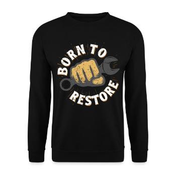 Auto Restauration Born To Restore - Unisex Sweatshirt - black - Front - Alina (178cm) & Michal (187cm)
