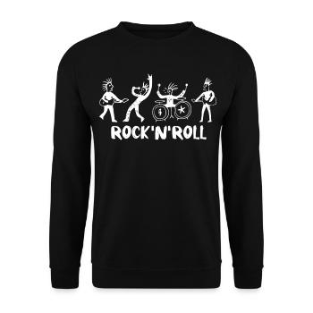 Rock-'n'-Roll-Band-Sketch - Unisex Pullover - Schwarz - Vorne - Alina (178cm) & Michal (187cm)