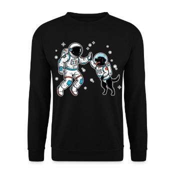 Astronaute Chien Labrador Noir High Five Espace - Sweat-shirt Unisexe - noir - Devant - Alina (178cm) & Michal (187cm)