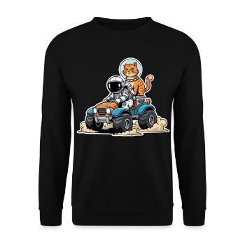 Red Cat Astronaut Quad Lunar Space - Unisex Pullover - Schwarz - Vorne - Alina (178cm) & Michal (187cm)