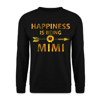 Glück ist, Mimi zu sein – Sonnenblumenblumen-Shirt - Unisex Pullover - Schwarz - Vorne - Alina (178cm) & Michal (187cm)