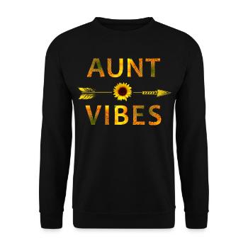 Aunt Vibes Sunflower Floral Shirt - Unisex Pullover - Schwarz - Vorne - Alina (178cm) & Michal (187cm)