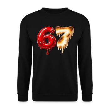 67 - 6 7 - Six Seven Meme  - Unisex Pullover - Schwarz - Vorne - Alina (178cm) & Michal (187cm)
