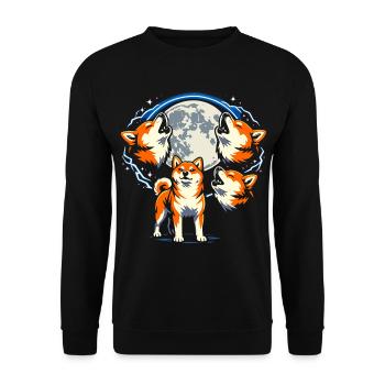 Shiba Inu Howling Moon Funny Three Dogs - Unisex Sweatshirt - black - Front - Alina (178cm) & Michal (187cm)