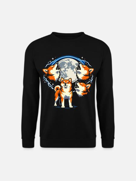 Shiba Inu Howling Moon Lustig Drei Hunde - Unisex Pullover - Schwarz