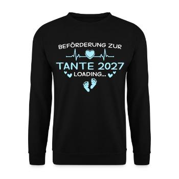 Tante 2027 Herz Schwangerschaft Verkündung - Unisex Pullover - Schwarz - Vorne - Alina (178cm) & Michal (187cm)