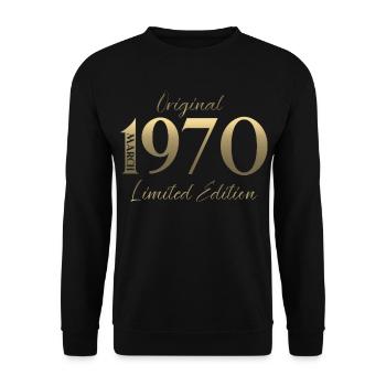 56th Birthday Gift Husband Wife March 1970 - Unisex Sweatshirt - black - Front - Alina (178cm) & Michal (187cm)