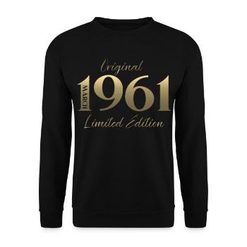 65e anniversaire cadeau Mari Femme Mars 1961 - Sweat-shirt Unisexe - noir - Devant - Alina (178cm) & Michal (187cm)