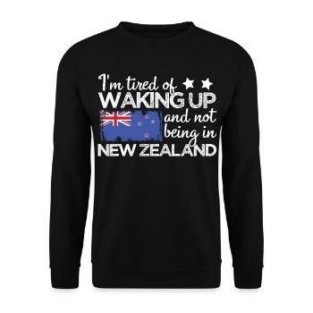 I'm Tired Waking Up Not Being In New Zealand - Unisex Sweatshirt - black - Front - Alina (178cm) & Michal (187cm)