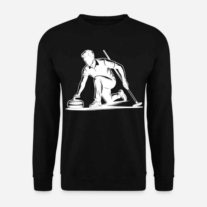 Curling Man Athlete Action Silhouette - Unisex Sweatshirt - black