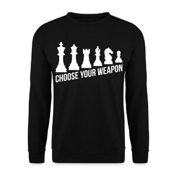 Chess Gift Strategy Choose Your Weapon - Unisex Sweatshirt - black - Front - Alina (178cm) & Michal (187cm)