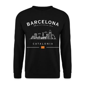 Silhouette de la Catalogne de la Skyline de Barcelone - Sweat-shirt Unisexe - noir - Devant - Alina (178cm) & Michal (187cm)