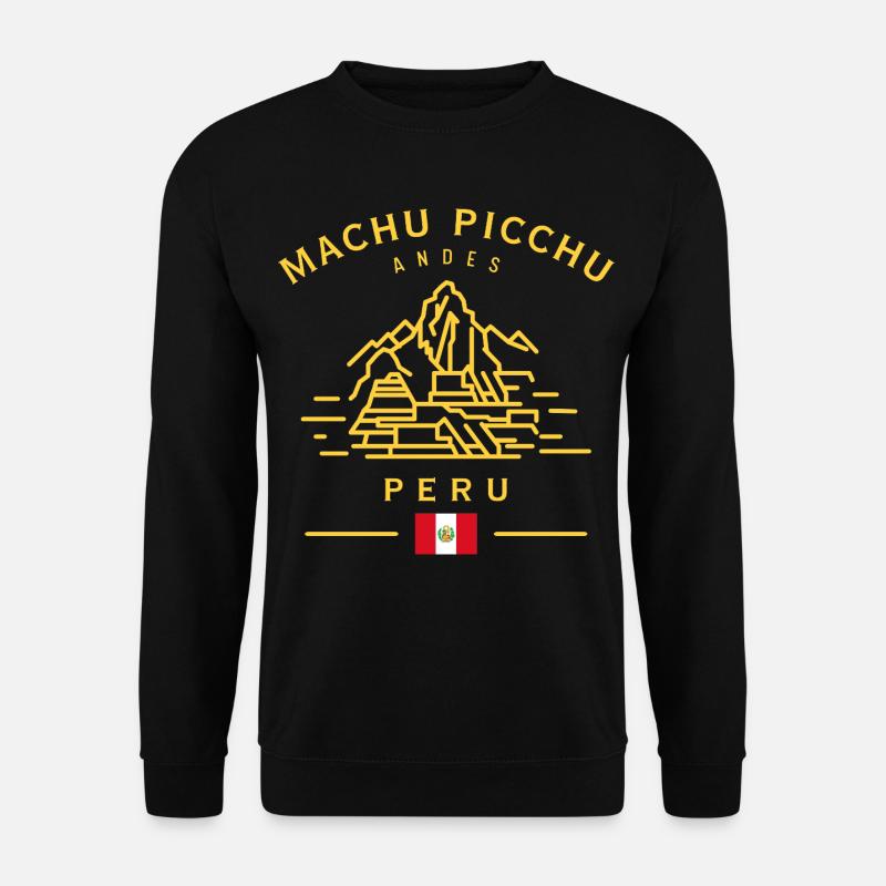 Machu Picchu Linienkunst Peru Design - Unisex Pullover - Schwarz