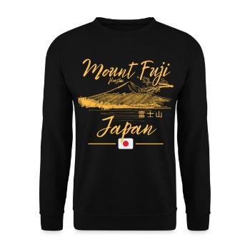 Mount Fuji Sonnenmeer Design - Unisex Pullover - Schwarz - Vorne - Alina (178cm) & Michal (187cm)
