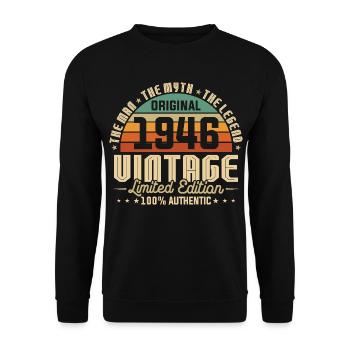 1980's Original Vintage Birthday Gift - Unisex Sweatshirt - black - Front - Alina (178cm) & Michal (187cm)