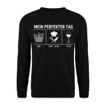 Mein perfekter Tag Kochen - Unisex Pullover - Schwarz - Vorne - Alina (178cm) & Michal (187cm)