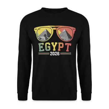 Ägypten Urlaub 2026 Pyramiden - Unisex Pullover - Schwarz - Vorne - Alina (178cm) & Michal (187cm)