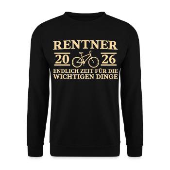 Pensionés 2026 Bicyclette : Cycliste à la retraite à la retraite à partir d’aujourd’hui - Sweat-shirt Unisexe - noir - Devant - Alina (178cm) & Michal (187cm)