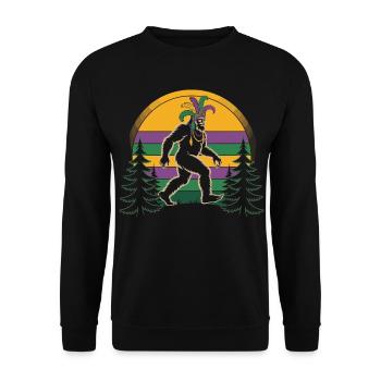 Mardi Gras Bigfoot Shirt – Karneval - Unisex Pullover - Schwarz - Vorne - Alina (178cm) & Michal (187cm)